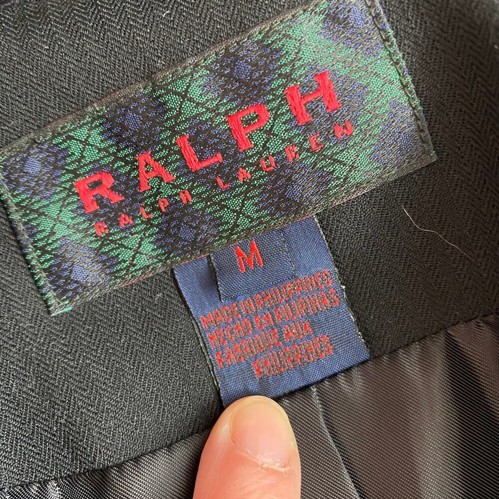 Ralph Ralph Lauren Black 100% Wool Tuxedo Blazer Satin Peak Lapel Vintage M - Picture 10 of 13